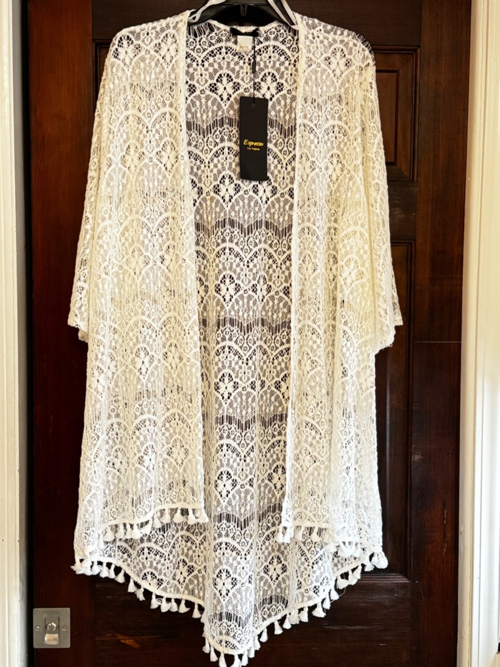 Espresso White Crochet Swim Coverup